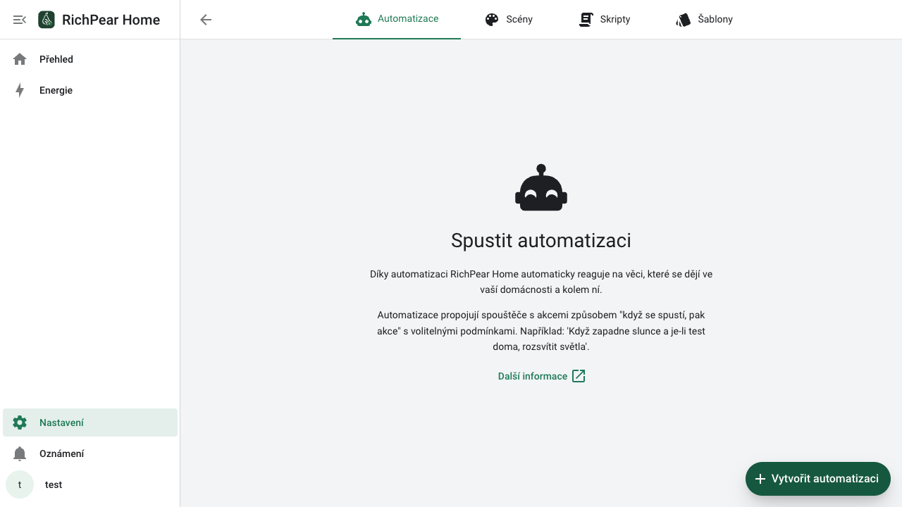 Přehled automatizací v RichPear Home